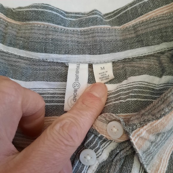 Treasure & Bond Women's Striped Front Knot Blouse M - Picture 2 of 6